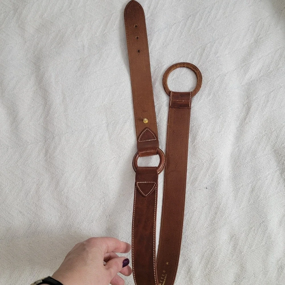VTG The Limited NWOT Brown Italian Leather Wide‎ Waist Belt Medium O-Ring Boho